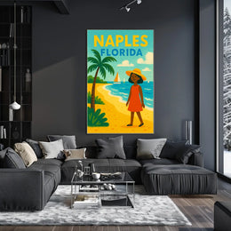 Naples Florida Beach Scene Poster Wall Art 18x24 Coastal