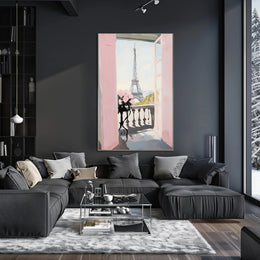 Paris Balcony View Poster Romantic Parisian Wall Art