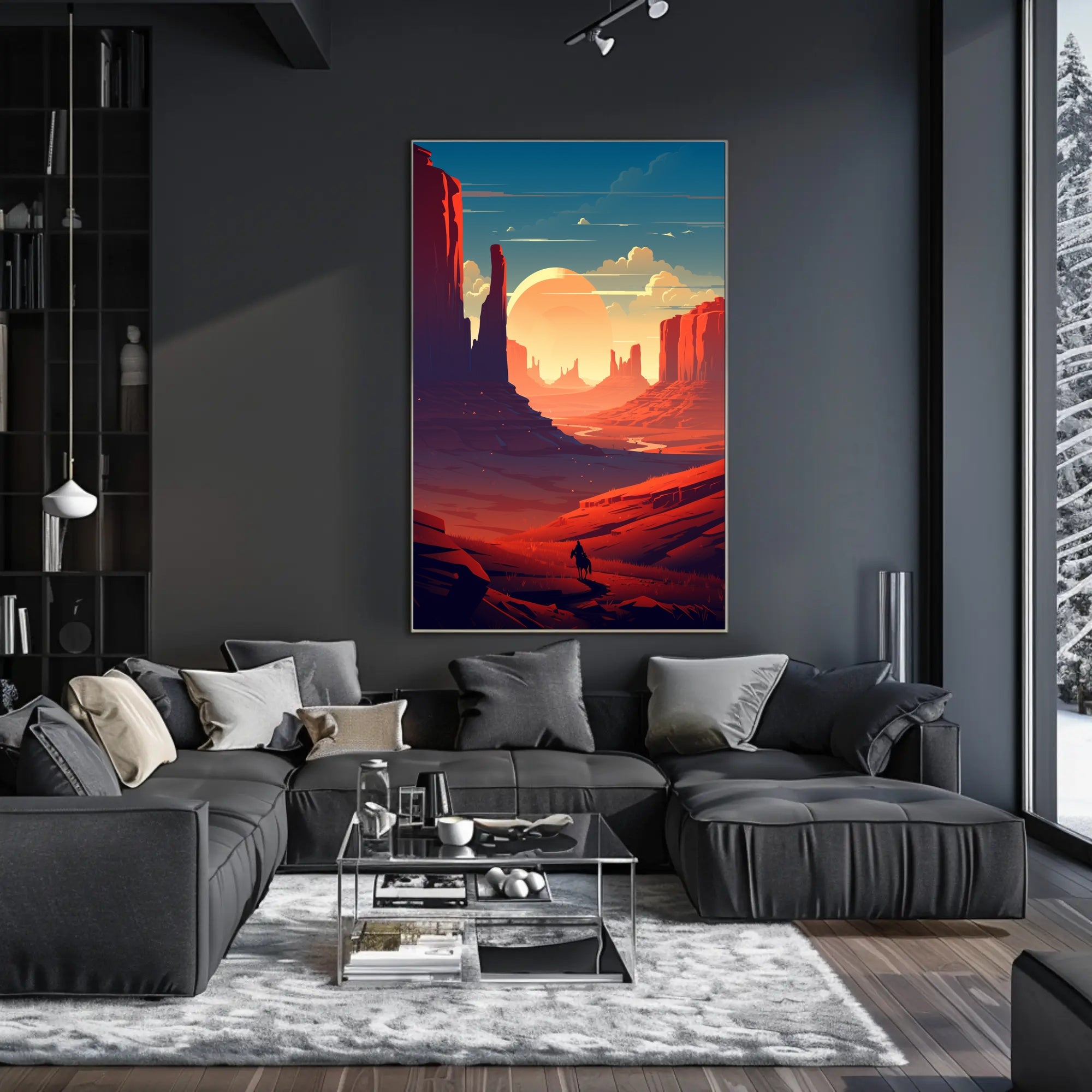 Desert Sunset Journey Poster PosterGoat