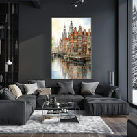 Amsterdam Canal Scene Classic Dutch Architecture Travel Poster