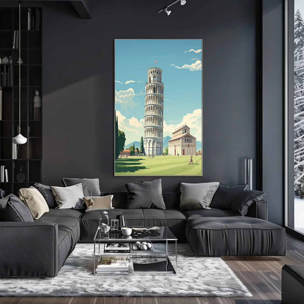 Leaning Tower of Pisa Vintage Travel Poster Art