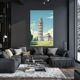 Leaning Tower of Pisa Vintage Travel Poster Art