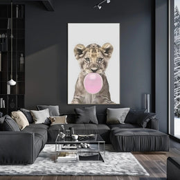 Bubble-Blowing Lion Cub Poster