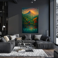 Vermont Landscape Mountain Forest Bridge Poster