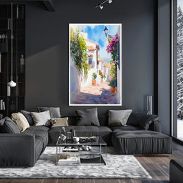Sunlit Mediterranean Alley Poster PosterGoat