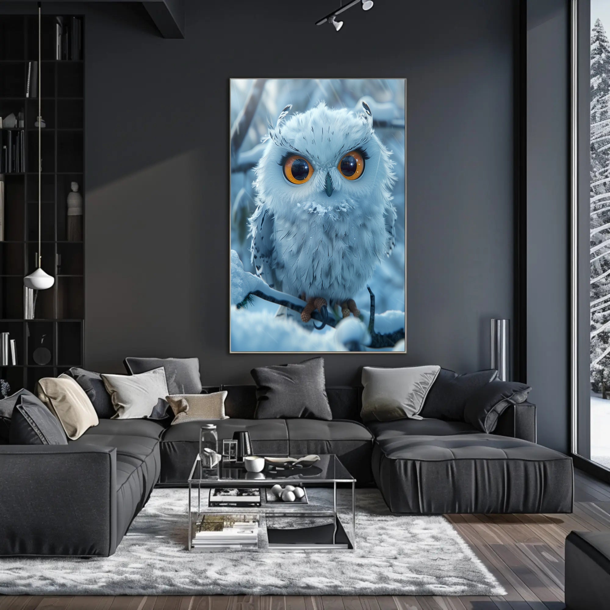 Majestic Snowy Owl Photorealistic Winter Poster PosterGoat