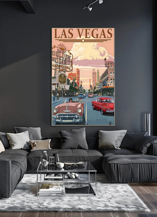 Retro Las Vegas Scene Mid-Century Travel Poster