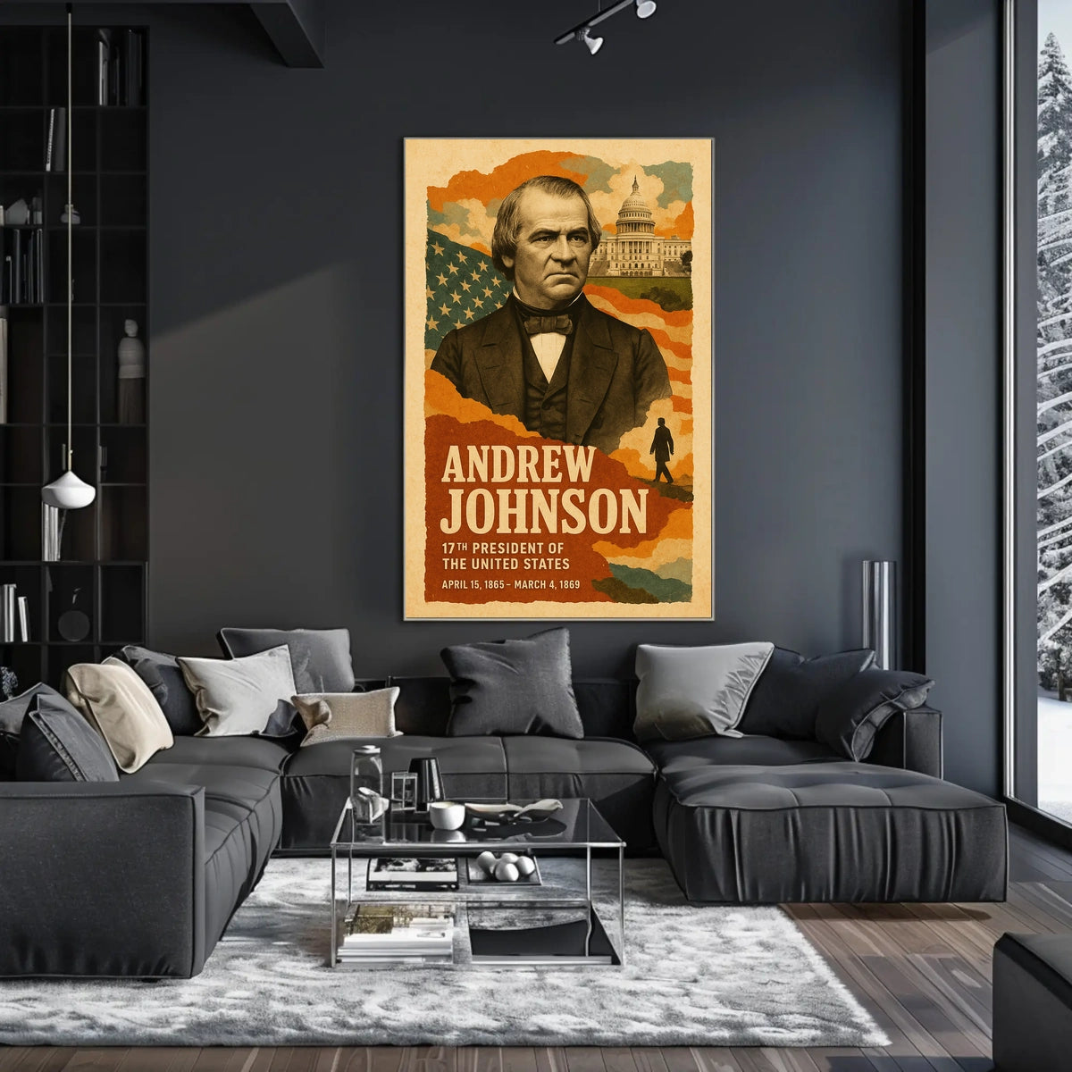 Andrew Johnson 17th President of the United States Layered Digital Collage Poster