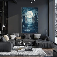 Mysterious Moonlit Gate Scene Artistic Poster