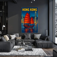 Hong Kong Harbor Scene Poster