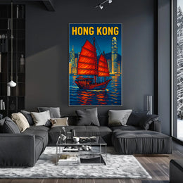 Hong Kong Harbor Scene Poster
