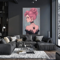 Gothic Elegance Woman Illustration Spider Tattoo Poster