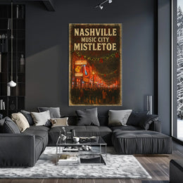 Nashville Music City Mistletoe Poster