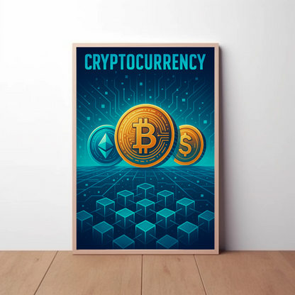 Cryptocurrency Futuristic Digital Tech Poster