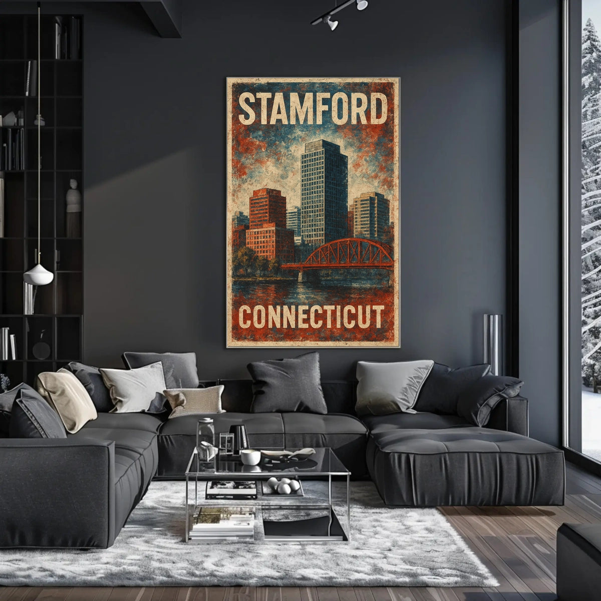 Stamford Cityscape Vintage Collectors Poster