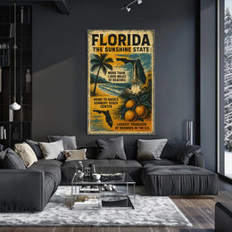 Florida Beaches and Space Launch Vintage Travel Poster
