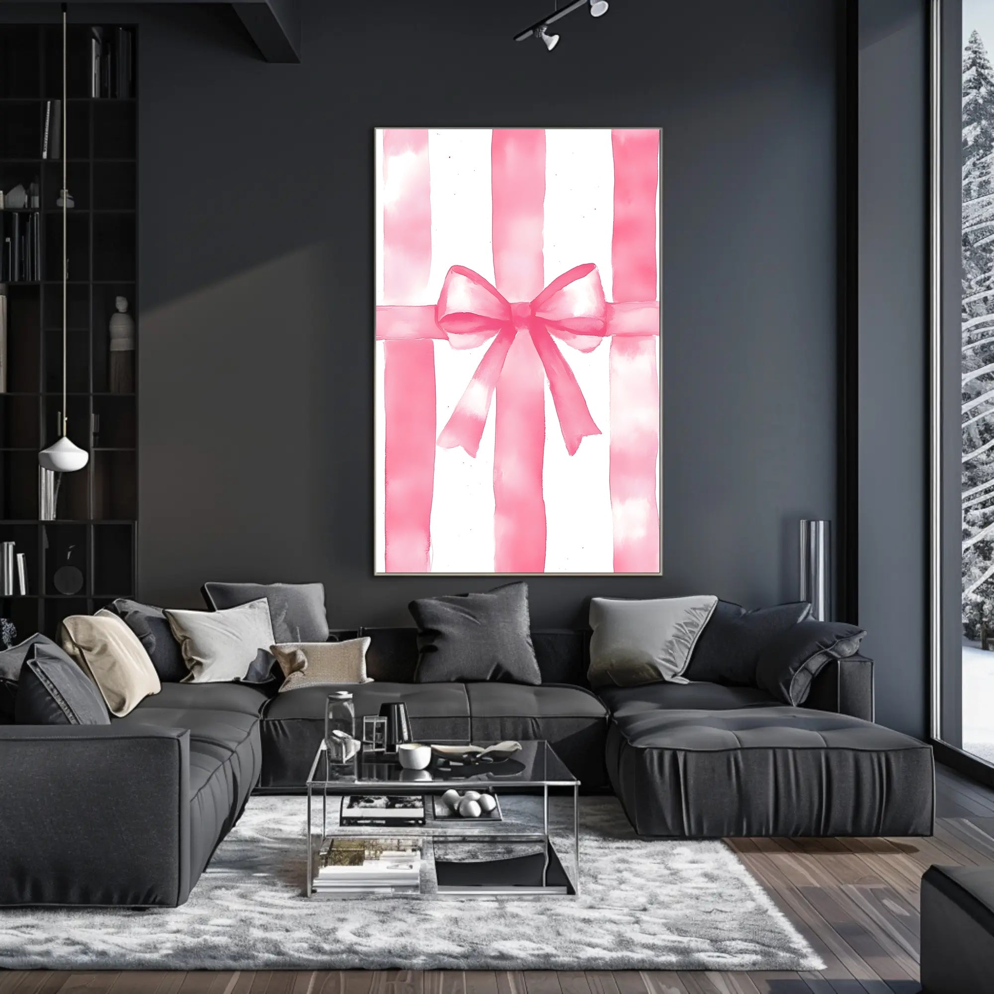 Pink Ribbon Gift Design Decorative Poster Wall Art