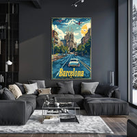 Barcelona Retro Travel Poster