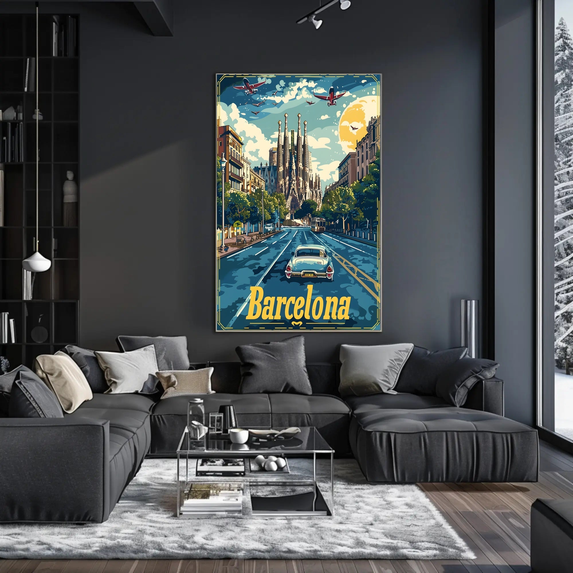 Barcelona Retro Travel Poster