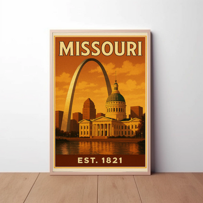 Missouri Capitol Arch Sunset Skyline Poster Poster