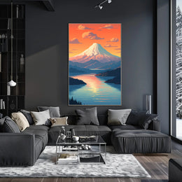 Majestic Mountain Sunset Poster PosterGoat