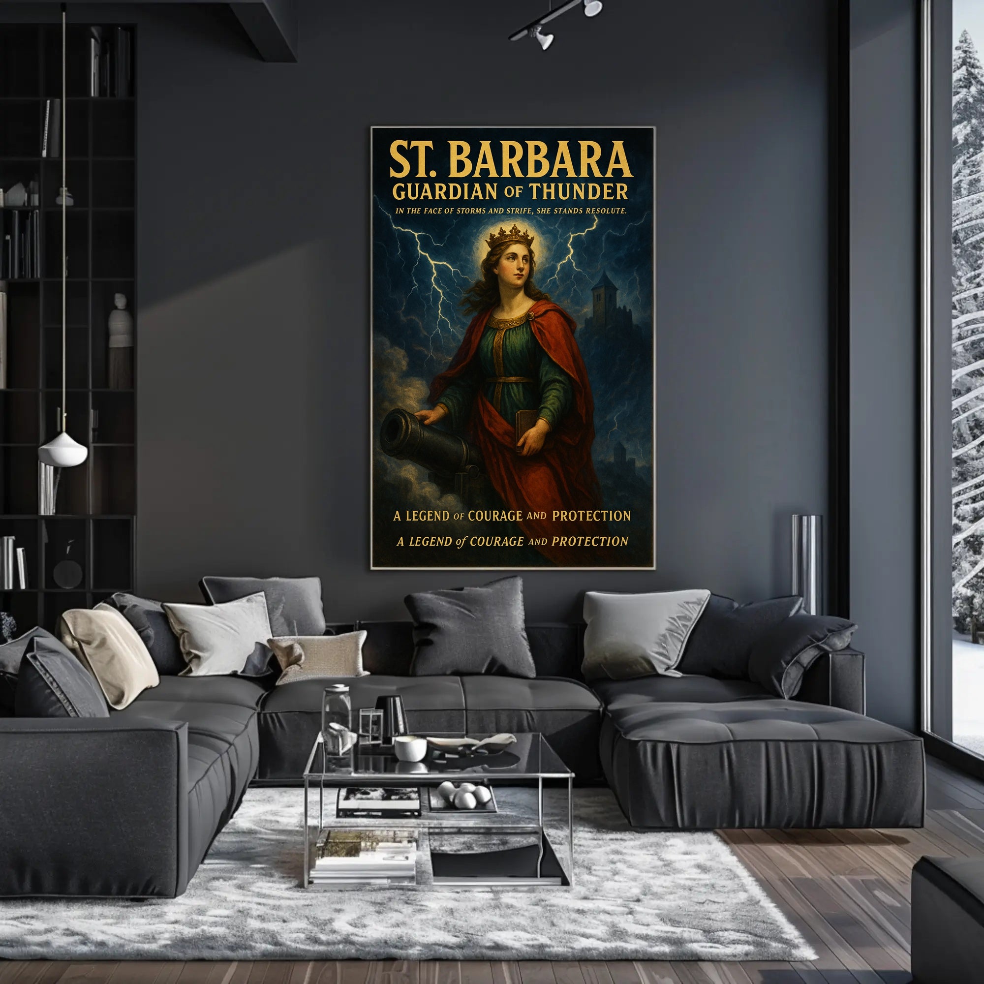 St Barbara Guardian of Thunder Poster Vintage Religious