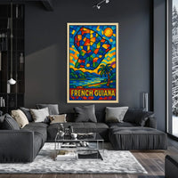 French Guiana Mosaic Art Poster