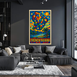 French Guiana Mosaic Art Poster