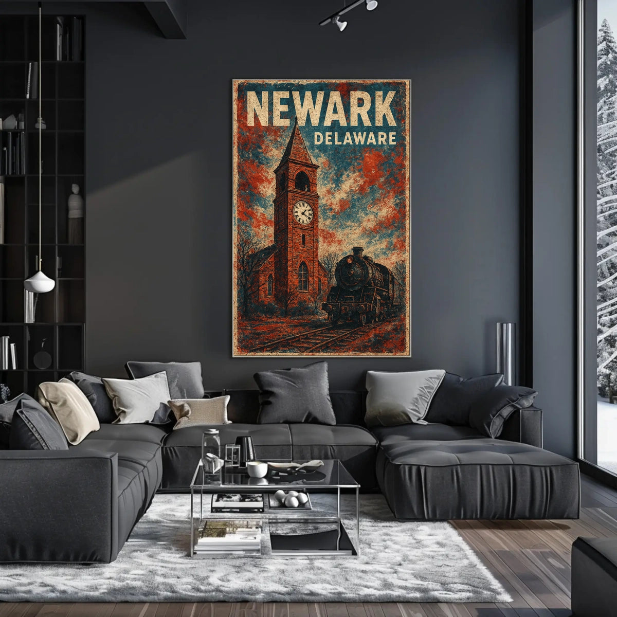 Newark Clock Tower Travel Art Deco Poster