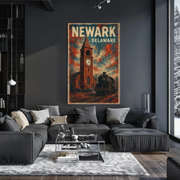 Newark Clock Tower Travel Art Deco Poster