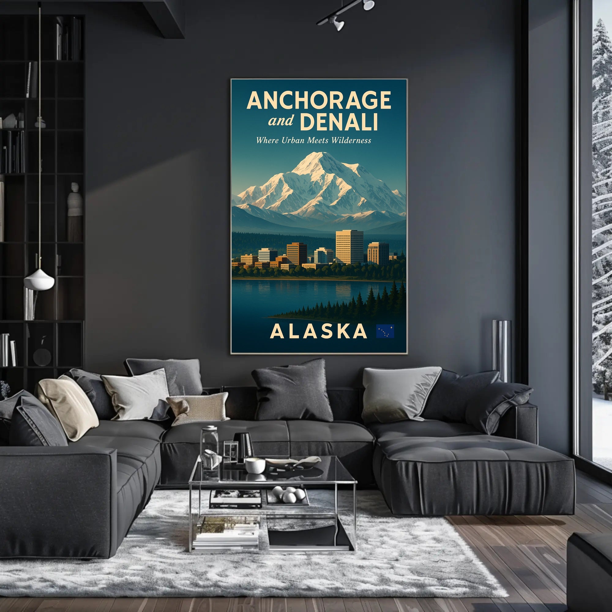 Anchorage and Denali Harmony Vintage Travel Poster PosterGoat