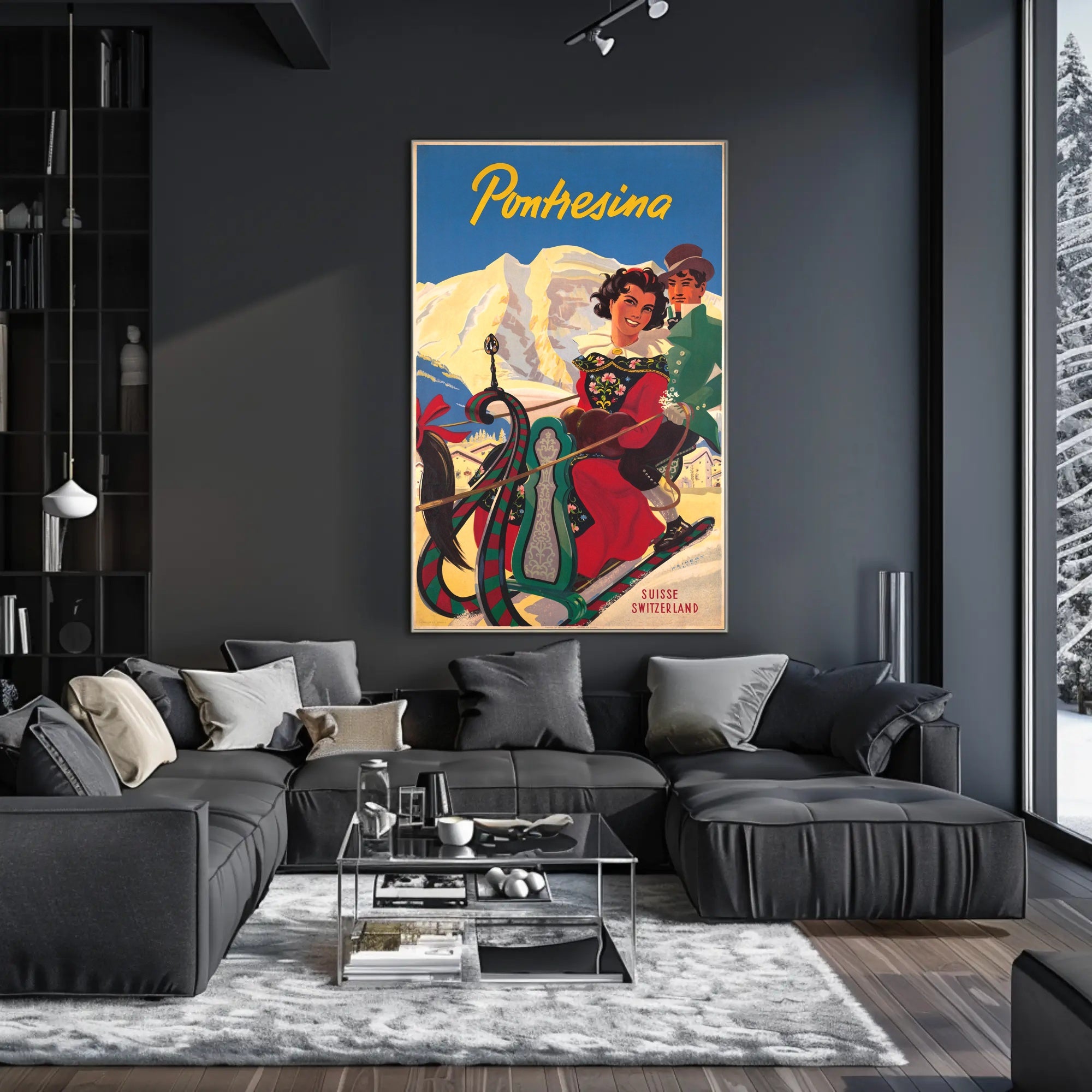 Vibrant Pontresina Winter Travel Scene Poster PosterGoat