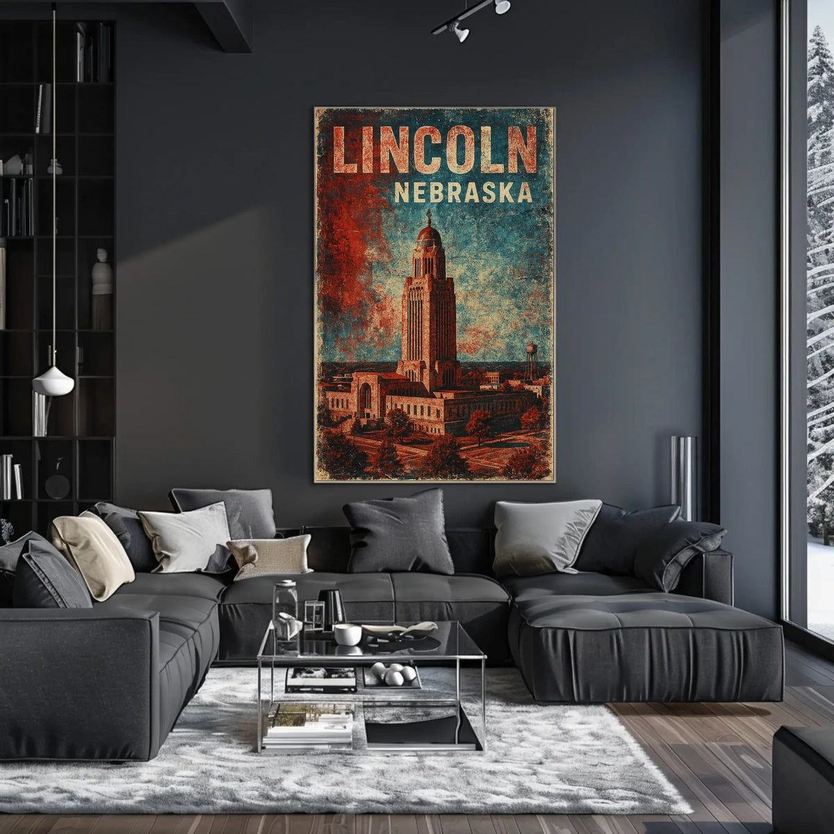 Lincoln Cityscape Travel Minimalist Poster