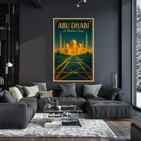 Abu Dhabi Grand Mosque Vintage Travel Poster