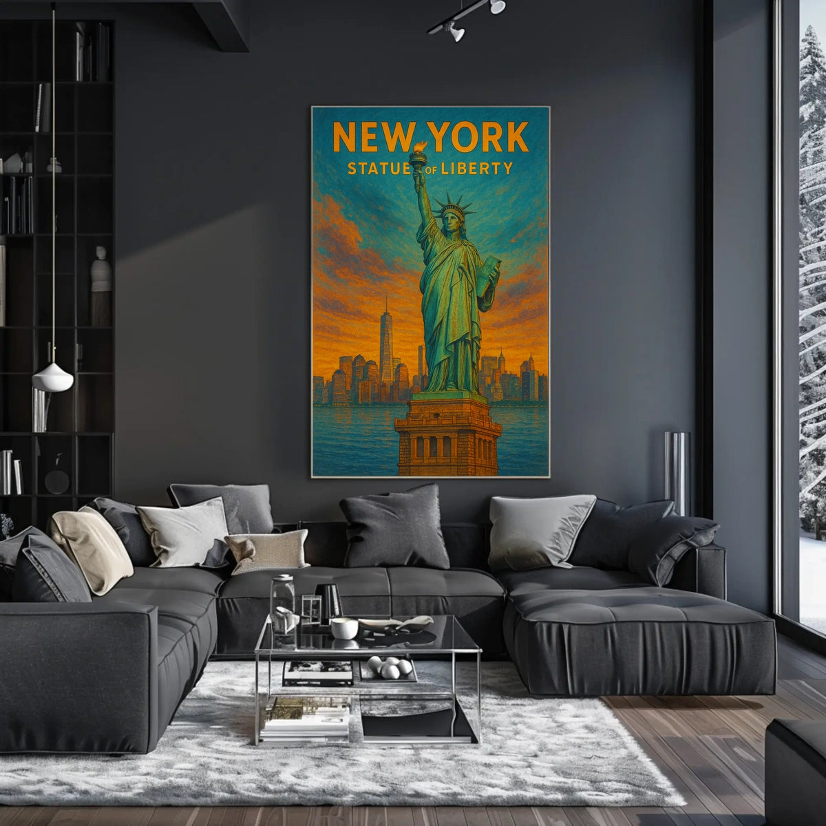 New York Statue of Liberty Poster Abstract Wall Art
