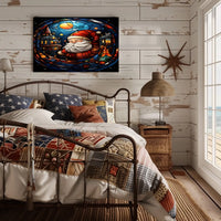 Festive Stained Glass Santa Poster