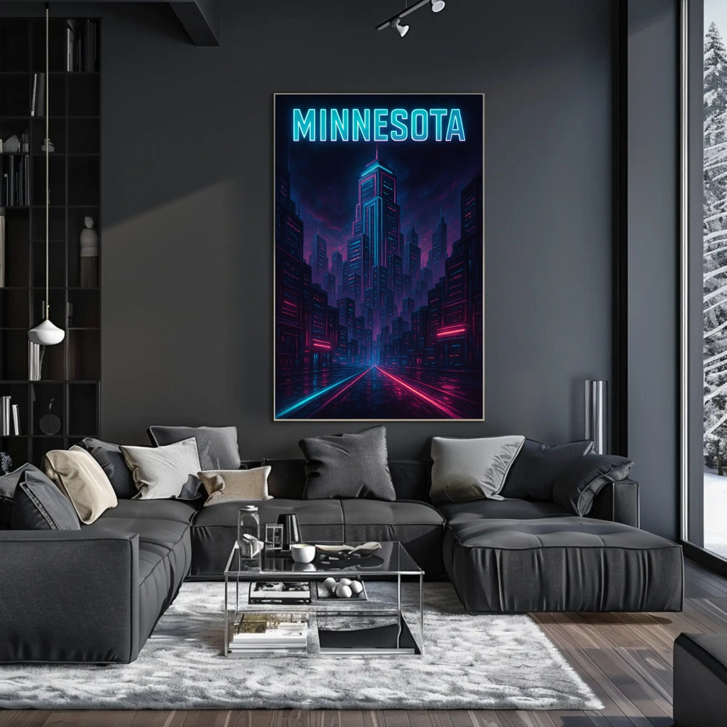 Neon Minnesota Skyline Poster
