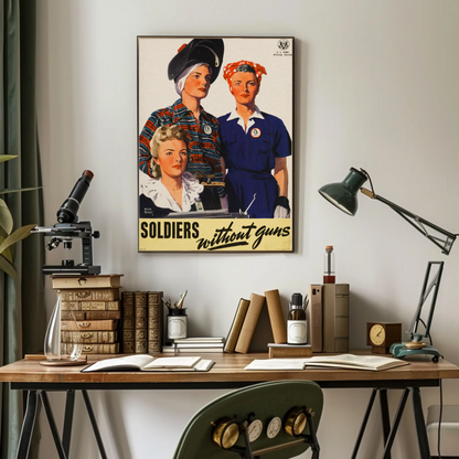 Women Workers Soldiers Without Guns Vintage War Propaganda Poster