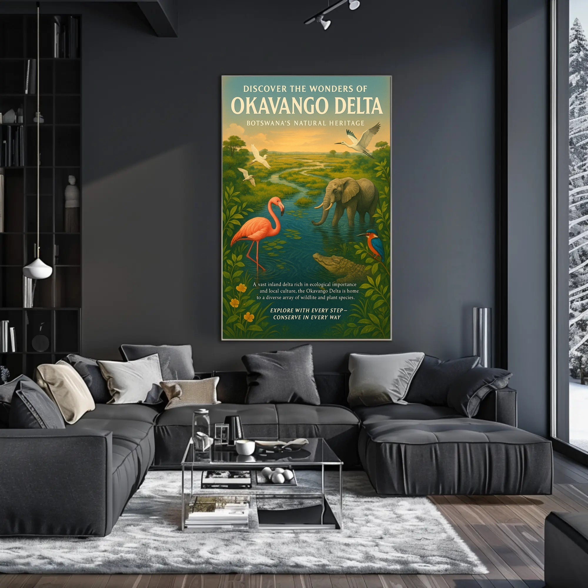 Okavango Delta Scenic Poster Vintage Travel Print