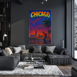 Skateboarding at Sunset in Vibrant Urban Cityscape Poster PosterGoat