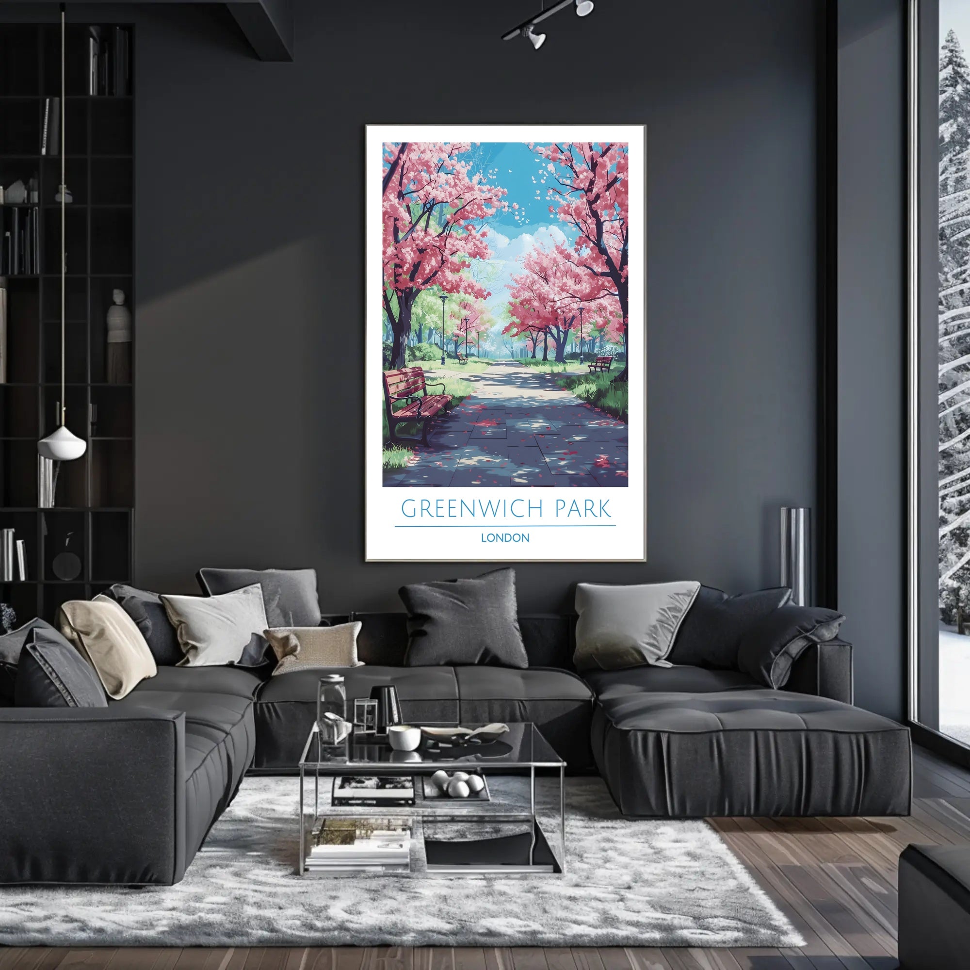Greenwich Park Serenity Cherry Blossom Travel Poster
