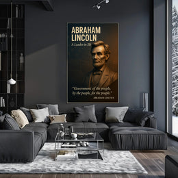 Abraham Lincoln 3D Portrait with Patriotic Quote Historical Poster PosterGoat