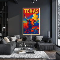 Texas Longhorn Landscape Poster