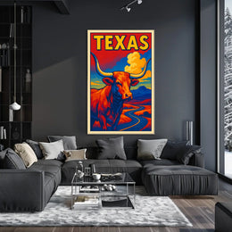 Texas Longhorn Landscape Poster