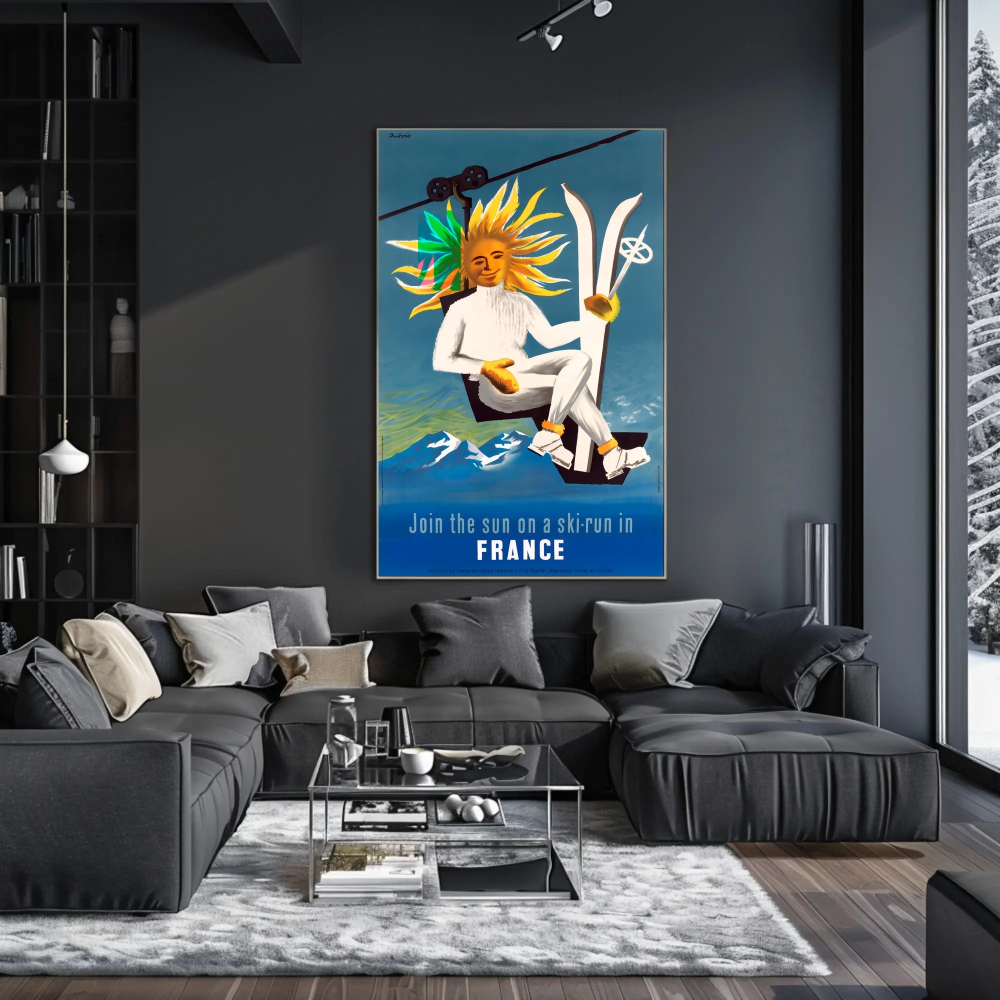Skiing in France with the Sun Poster PosterGoat