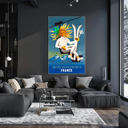 Skiing in France with the Sun Poster PosterGoat