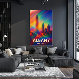 Albany Skyline Abstract Art Poster: Vibrant Cityscape