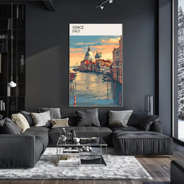 Venice's vibrant canals: Italian heritage travel poster