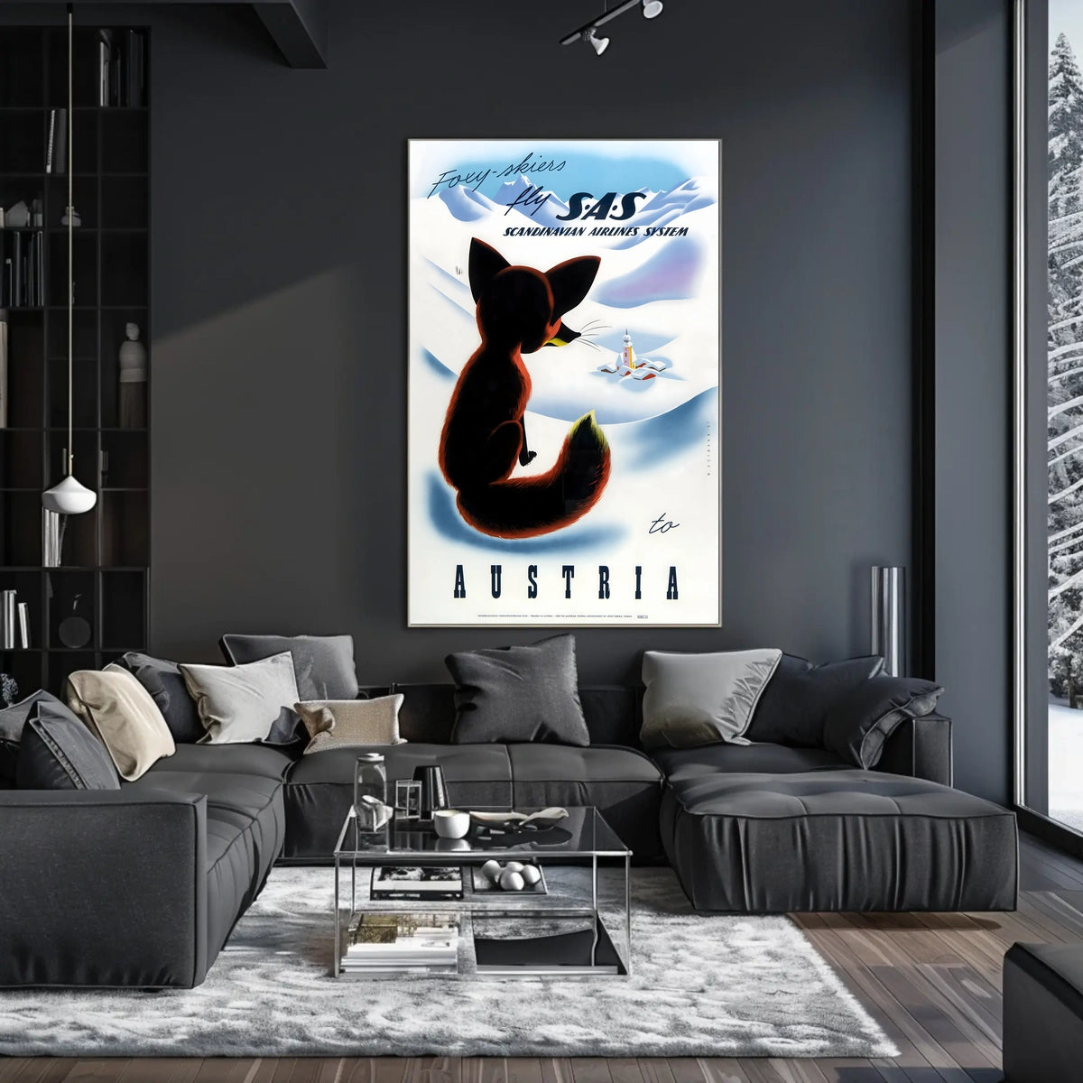 Foxy Skiers Fly Sas Poster
