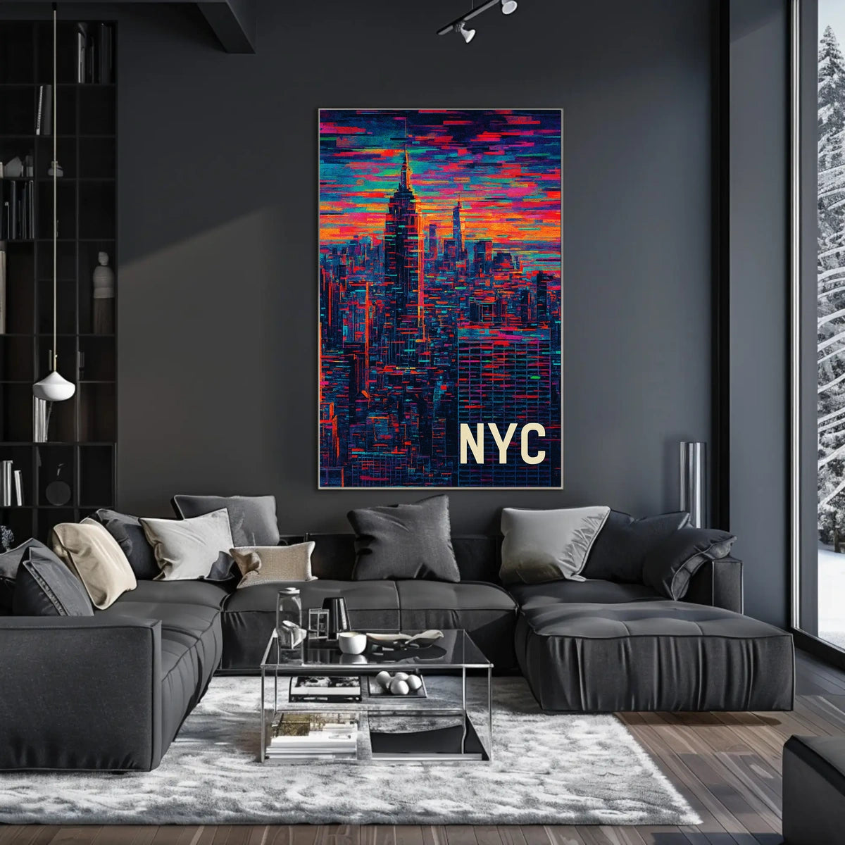New York City Skyline Artwork Poster Modern Wall Art